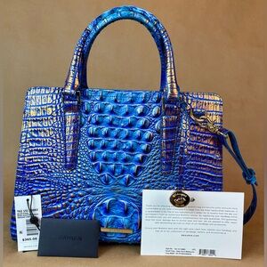 Brahmin Small Finley Deep Azure Melbourne leather bag with Registration card